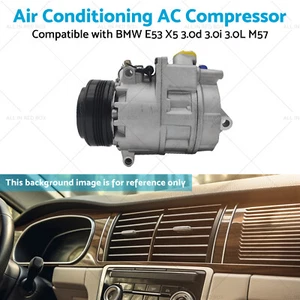 AC Compressor Suitable for BMW E53 X5 3.0d 3.0i 3.0L M57 D30 SAV w/ Belt Pulley - Picture 1 of 8