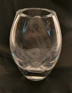 Orrefors Small Floral Etched Bud Vase Art Glass 5"H 5" Diameter Clear Glass - Picture 1 of 3