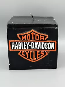 Rare Harley-Davidson Motorcycle Wax Candle Black & Orange 4 x 4 Inch - Picture 1 of 5