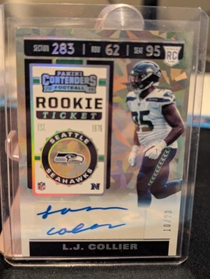 LJ COLLIER 2019 Panini Contenders Rookie Cracked Ice AUTO / AUTOGRAPH #d /23 - Image 1 of 2