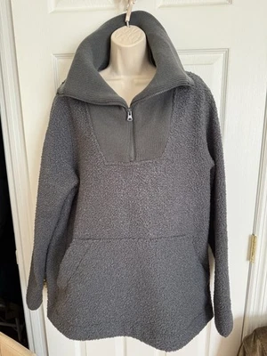 Suéter Pullover Tejido Lands End Media Cremallera Gris De Gran Tamaño Grande y Bolsillo Frontal Foto 1 de 4