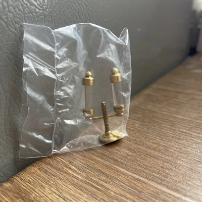 Vintage Miniature Brass Candelabra Candlestick Holder Oil Lamp Dollhouse - Image 1 of 4