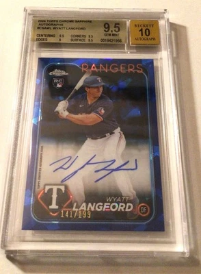 2024 TOPPS CHROME SAPPHIRE WYATT LANGFORD ROOKIE AUTOGRAPH #141/199 (BGS 9.5) - Image 1 of 2