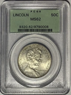 1918 Lincoln Commemorative Silver Half Dollar PCGS MS62 ‼️OFF-CENTER STRIKE??‼️ - Image 1 of 2