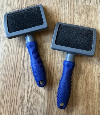 Lote de dos cepillos lisos de metal Top Paw azul tamaño mediano Foto 1 de 4