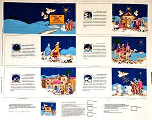 Christmas Storybook Fabric Panel FOLLOW THE STAR Cranston 36 X 45 Inches Cotton - Picture 1 of 3