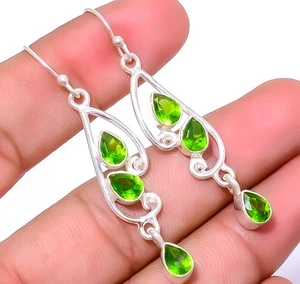 Peridot 925 Sterling Silver Jewelry Earring 2.15" E_8042_3_6 Valentine Gift - Picture 1 of 3