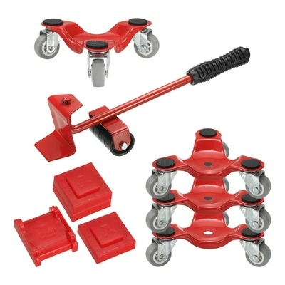 Möbelroller, schwerer Möbel-Dreiecksroller mit 3 Rädern, Tragkraft 500 lbs, rot - Bild 1 von 4