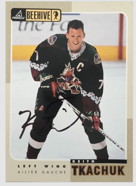 AUTOGRAPHED SIGNED 1997-98 PINNACLE BEEHIVE KEITH TKACHUK 5X7 JUMBO CARD COYOTES - Image 1 of 1