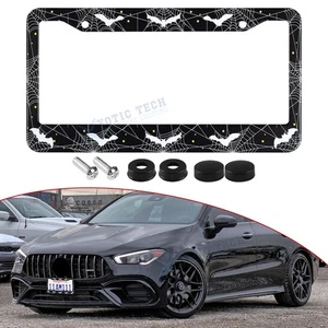 Black Bat Steel 12.2x6.3inch Fashionable Front Back License Plate Cover for Car - Foto 1 di 14