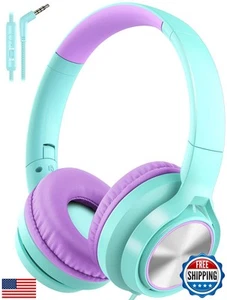 Voopwink Kids Headphones with Microphone, Wired Over Ear Headsets with Limite - Picture 1 of 5