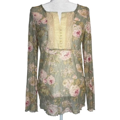 Ralph Lauren Denim & Supply Talla XL Top Transparente Floral Encaje Femenino Hada Capricho Foto 1 de 4