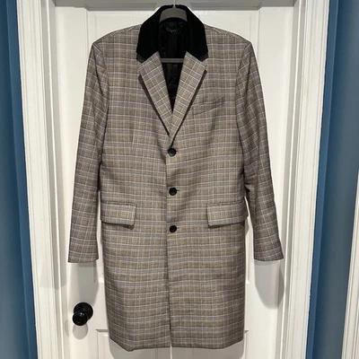 Abrigo de mezcla de lana a cuadros a cuadros de trapo y hueso talla 42 NUEVO SIN ETIQUETAS $898 venta al por menor Foto 1 de 4