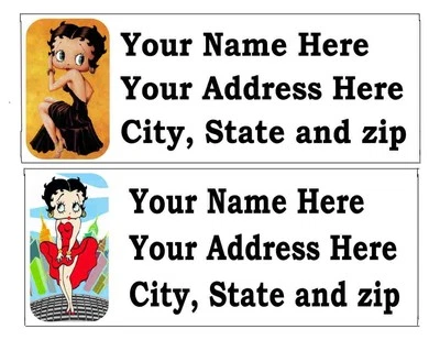 60 BETTY BOOP RETURN ADDRESS LABELS...MANY CHOICES...FREE SHIPPING - Image 1 of 4