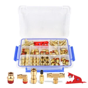 38pz Raccordi Ottone Push to Connect DOT Air Brake Line Raccordi Assortimento NUOVO - Foto 1 di 7