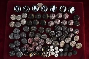 97 pcs LOT OLD CZECH RARE VINTAGE GLASS BUTTONS 1930´s ART-DECO - Picture 1 of 2