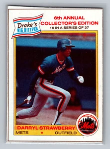 1986 Drakes Baseball #16 Darryl Strawberry MLB Trading Card Vintage NY Mets - Picture 1 of 2