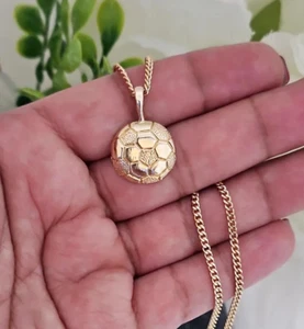 Gold Soccer Ball Necklace, 14k Heavy Plated Gold Necklace - Picture 1 of 9