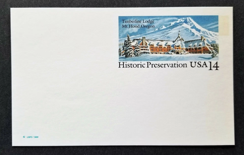 US 1987 Scott # UX119 Timberline Lodge / Mt Hood OR 14¢ postal card MNH Postcard - Image 1 of 1