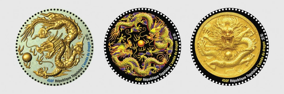 Togo 2012 - Año Nuevo Lunar del Dragón - Juego de 3 estampillas - MNH Foto 1 de 1