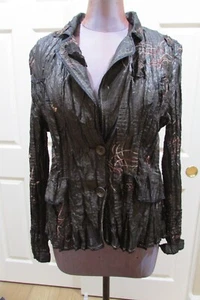 ALBERTO MALAKI Artsy braune/Bronze Blumenmuster verziert Jacke Größe XL - Bild 1 von 12