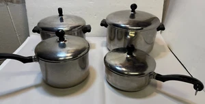 Vintage Farberware Aluminum-Clad Pots and Pans w/Lids 8 Piece Set - Picture 1 of 11