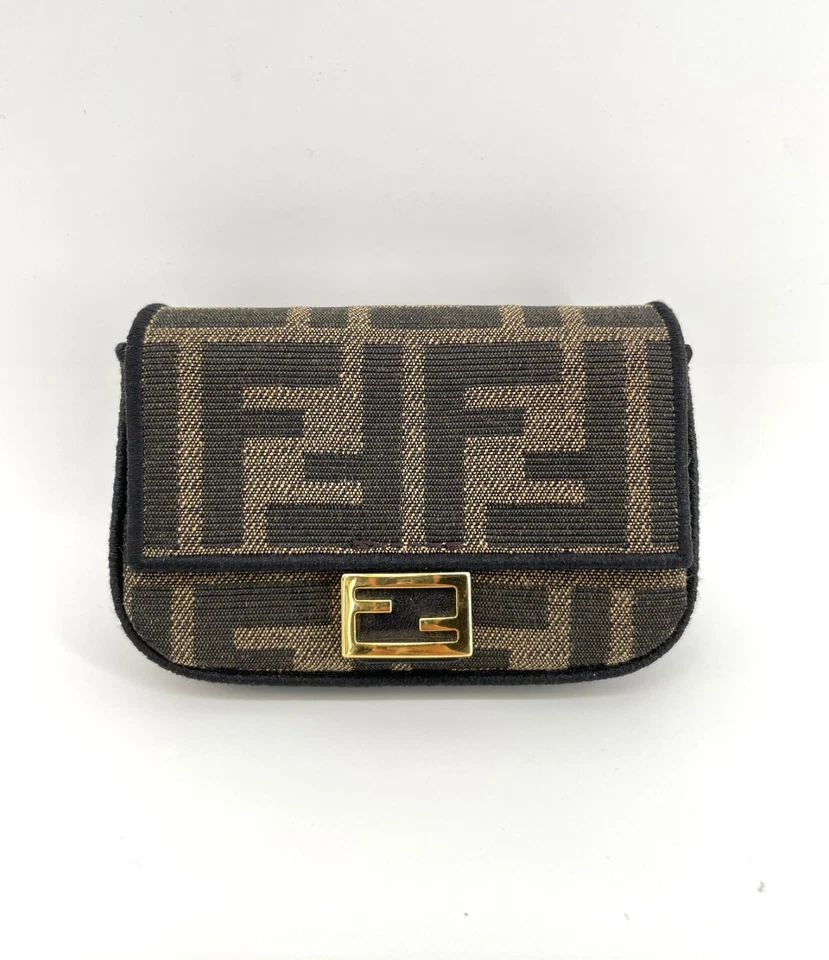 Auténtico Bolso Fendi Tela Jacquard FF 1974 Nano Baguette Charm Foto 1 de 4