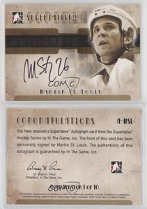 2007-08 ITG Superlative Auto Gold /10 Martin St Louis #A-MSL Auto HOF