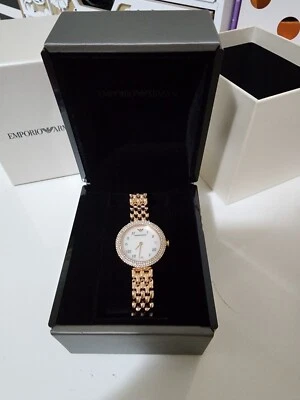 EMPORIO ARMANI FAVOURITE Rose Gold Tone diamantés Analogue Watch AR11355 BNIB - image 1 of 4