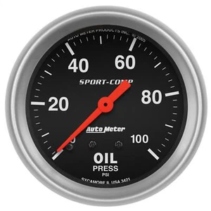 AutoMeter 0-100 PSI 2-5/8" Sport-Comp Analog Gauge Oil Pressure 3421 - Picture 1 of 5