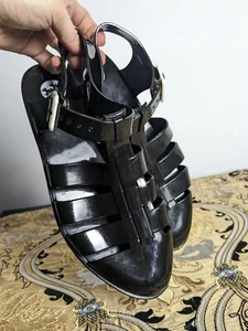 Sandalias JUJU Negras de Jalea con Hebillas Tacones Gruesos Talla UK 7 Hechas en Inglaterra - Imagen 1 de 11