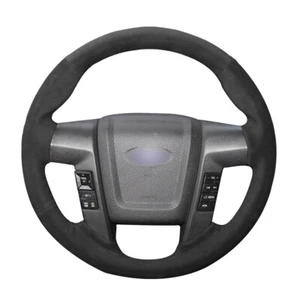 Hand-stitched Black Suede Soft Car Steering Wheel Cover for Ford F150 F-150 - Picture 1 of 14