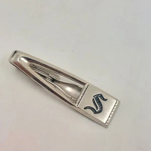 Vintage Silver Tone Hickok Tie Clip With S On It Elegant Gents - Picture 1 of 3