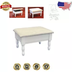 Compact Floral Fabric Footstool with Convenient Hideaway Storage - 12"D x 15.5"W - Picture 1 of 8