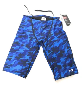 TYR Men's Camo Athletic Race Jammer Swimming Short, Blue, Size 28, SCAM7A - Picture 1 of 6