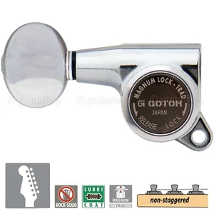 NEW Gotoh SG381-05 MGT 6 in Line NON-STAGGERED Locking Tuners LEFT-HANDED CHROME - Picture 1 of 4