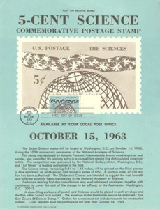 #1237 5c Science Stamp Poster-Unofficial Souvenir Page Flat HC - Picture 1 of 1