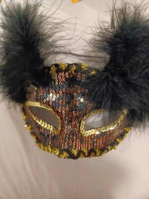 Black Gold Venetian Masquerade Ball Mardi Gras Halloween Mask - Image 1 of 4