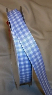 10 yds GINGHAM CHECK SATIN RIBBON 1" w (choice of 7 colors) - Image 1 of 2