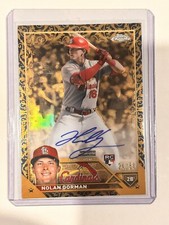 2023 Topps Gilded Nolan Gorman Blue Gold Etch Auto /50 Rookie Card Cardinals