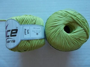Soft Pearl Häkelgarn/Garn, hellgrün, 2 Knäuel (je 110 Meter) - Bild 1 von 2