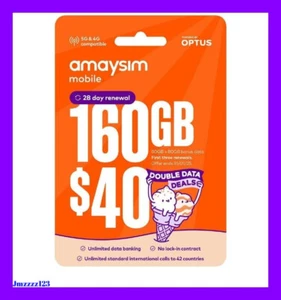 Amaysim $40 Prepaid SIM Card 160GB Data Unlimited Voice Call SMS 4G Mobile - Picture 1 of 2