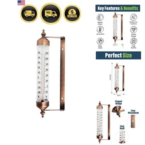 Outdoor Thermometer 10 Inch Steel Waterproof Garden Patio Decor - Picture 1 of 9