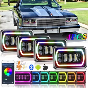 4x For Chevy Camaro 1982-1992 Caprice El Camino 4x6" RGB Halo LED Headlights DRL - Bild 1 von 10