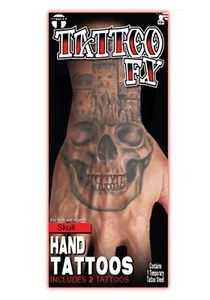 Skull Hand Fake Temporary Tattoo FX Standard - Tinsley Transfers - Picture 1 of 3