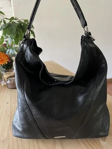 REBECCA MINKOFF Black Pebbled Leather Tassels Hobo Shoulder Bag - Picture 1 of 12