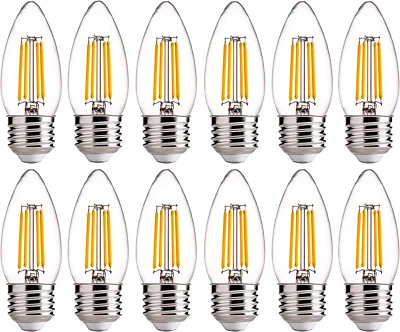 HUOSHI LIGHTING FLSNT B11 E26 Base LED Candelabra Light Bulbs 60W Equivalent, Dimmable, LED Cand
