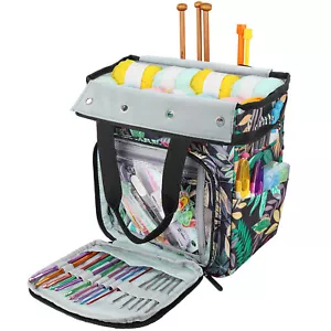 Crochet & Knitting Bag, Travel Yarn Storage Tote Organizer for Hooks Needles - Picture 1 of 8