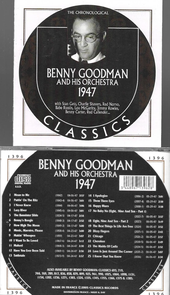 BENNY GOODMAN 1947-КЛАССИКА CD ТОЛЬКО ЧТО ПЕРЕИЗДАН НОВЫЙ ЗАПЕЧАТАННЫЙ - Изображение 1 из 1