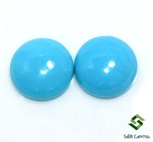 Par de piedras preciosas redondas turquesa turquesa de la Bella Durmiente natural certificadas de 10 mm - Imagen 1 de 7